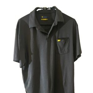Jack Nicklaus Men's Gray Solid Knit Logo Button Collared Polo Shirt Size M